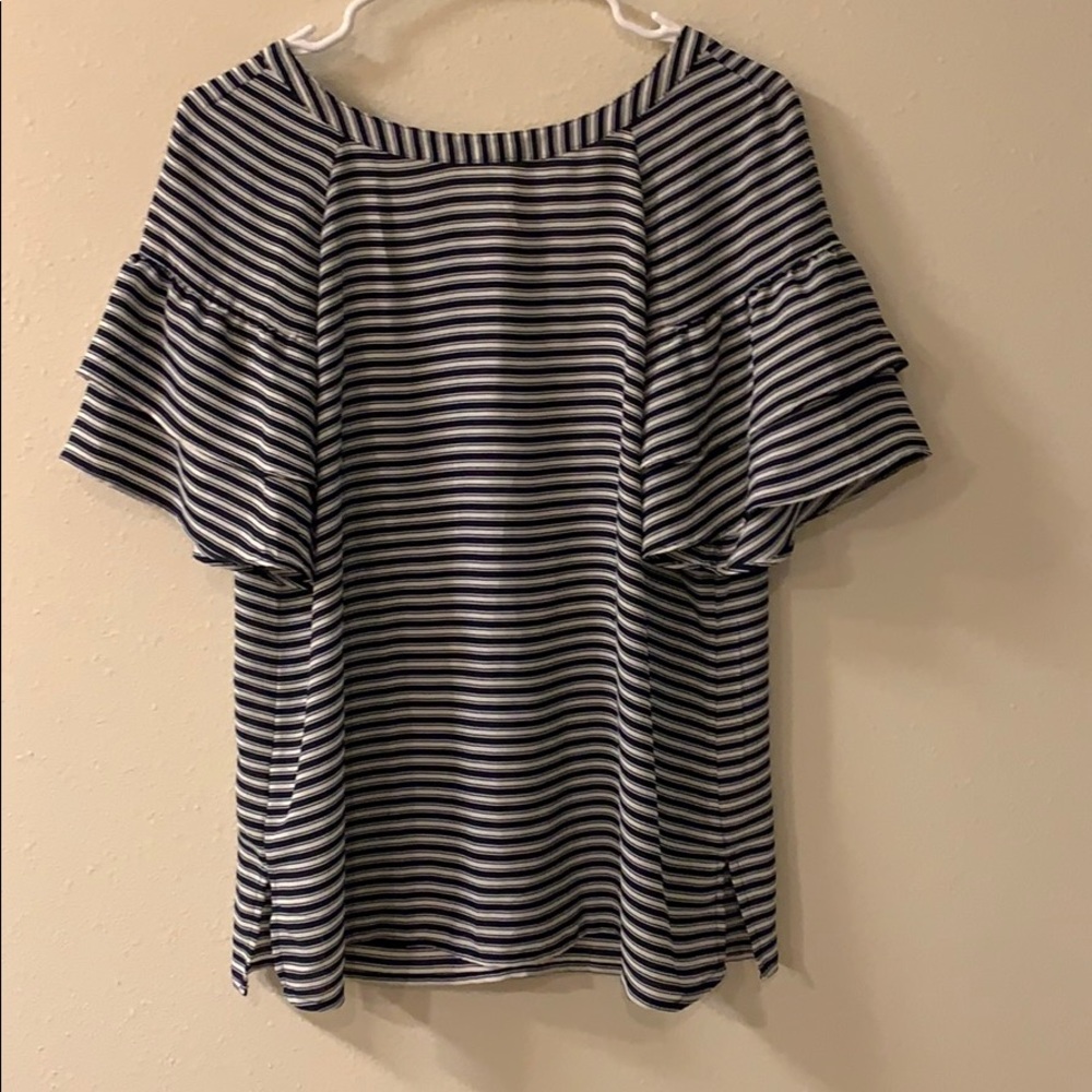 Loft blue and white striped blouse